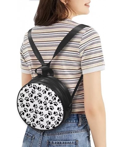 Womens Girls Shoulder Handbag Round Purse Casual Zip Up PU Leather Satchel with Adjustable Straps Dog Paw $16.51 Shoulder Bags