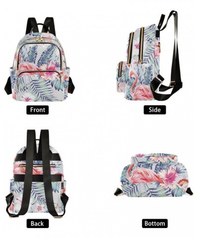 Tropical Palm Leaves Flamingo Fashion Backpack Purse for Women Multipurpose Casual Daypack with Multi Pockets & Secured Zippe...