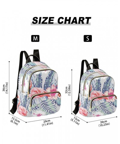 Tropical Palm Leaves Flamingo Fashion Backpack Purse for Women Multipurpose Casual Daypack with Multi Pockets & Secured Zippe...