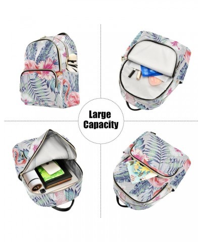 Tropical Palm Leaves Flamingo Fashion Backpack Purse for Women Multipurpose Casual Daypack with Multi Pockets & Secured Zippe...