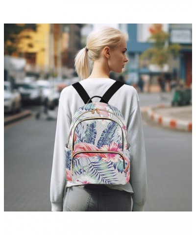 Tropical Palm Leaves Flamingo Fashion Backpack Purse for Women Multipurpose Casual Daypack with Multi Pockets & Secured Zippe...