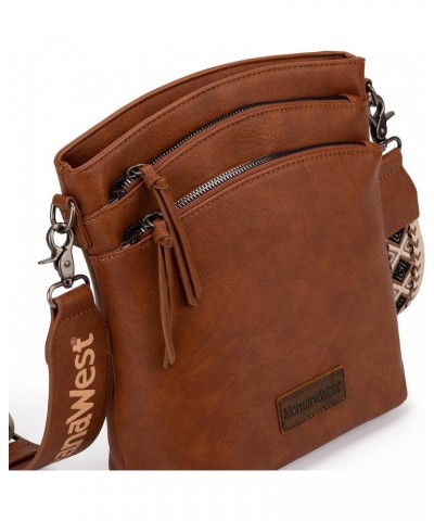 Multi Zip Pocket Large Crossbody Bag With Guitar Strap Classic Dark Brown $16.34 Crossbody Bags