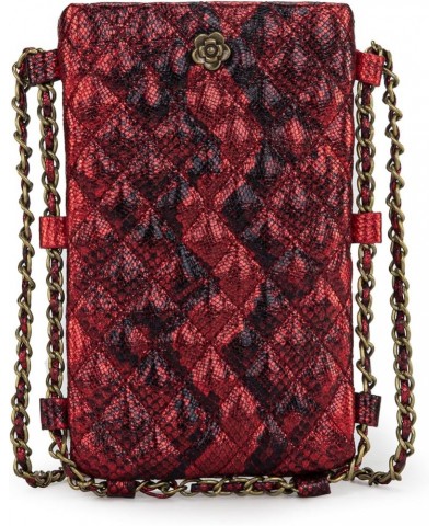 Small Crossbody Cell Phone Purse for Women Soft Chain Quilted Cellphone Wallet Bag B1 Serpentine Red $12.53 Crossbody Bags