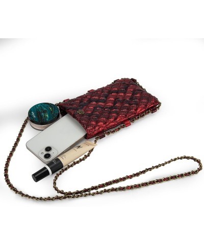 Small Crossbody Cell Phone Purse for Women Soft Chain Quilted Cellphone Wallet Bag B1 Serpentine Red $12.53 Crossbody Bags