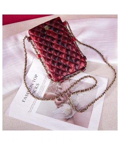 Small Crossbody Cell Phone Purse for Women Soft Chain Quilted Cellphone Wallet Bag B1 Serpentine Red $12.53 Crossbody Bags