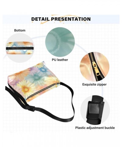 Colorful Daisy Flower Hobo Shoulder Bag for Women Men PU Leather Crossbody Bag Slouchy Tote Handbags for Travel Work $18.80 T...