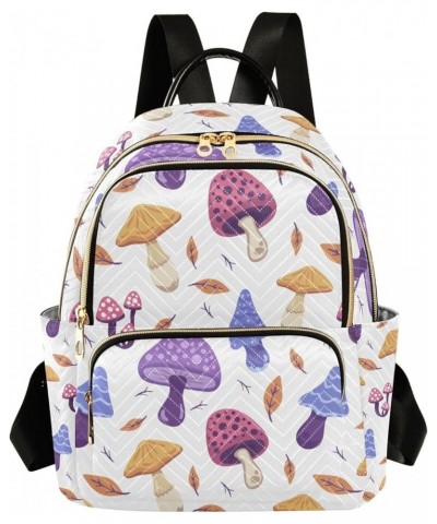 Botanic Women Backpack Mushroom Fungus Purple Yellow Anti-Theft Travel Backpack with Luggage Belt Lightweight Handbag Lady Pu...