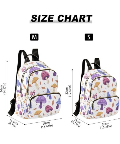 Botanic Women Backpack Mushroom Fungus Purple Yellow Anti-Theft Travel Backpack with Luggage Belt Lightweight Handbag Lady Pu...