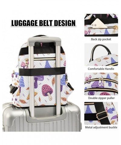 Botanic Women Backpack Mushroom Fungus Purple Yellow Anti-Theft Travel Backpack with Luggage Belt Lightweight Handbag Lady Pu...