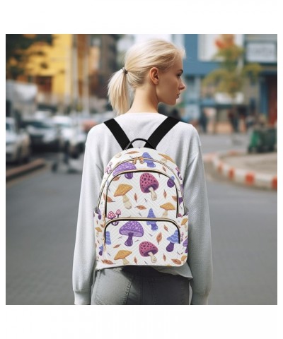 Botanic Women Backpack Mushroom Fungus Purple Yellow Anti-Theft Travel Backpack with Luggage Belt Lightweight Handbag Lady Pu...