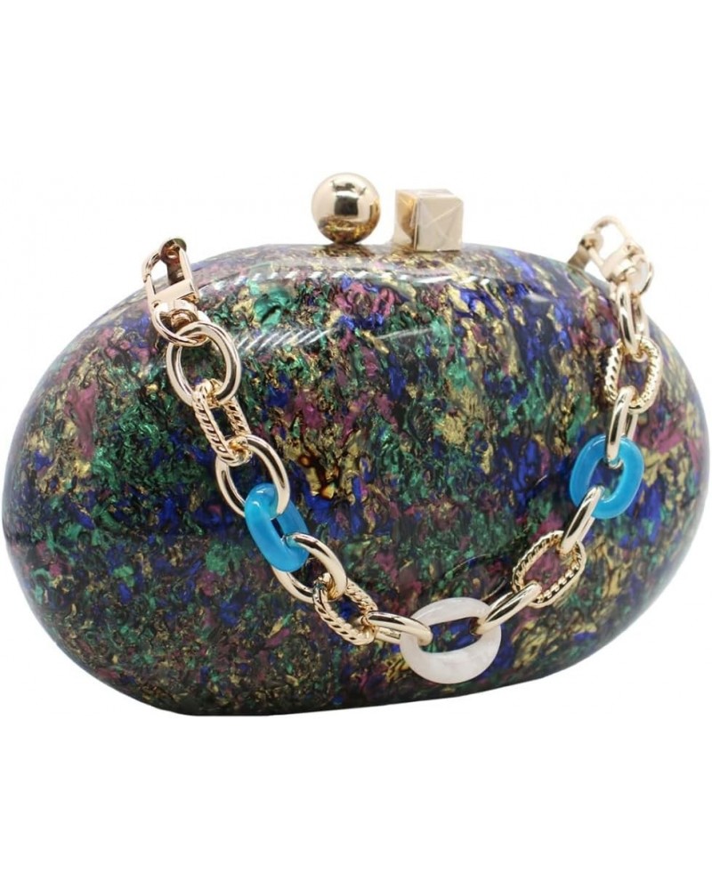 Acrylic Evening Clutch Bag for Women Shell Shape Shoulder Crossbody Bag Glitter Marble Purse Handbag Blue 1 $19.24 Evening Bags