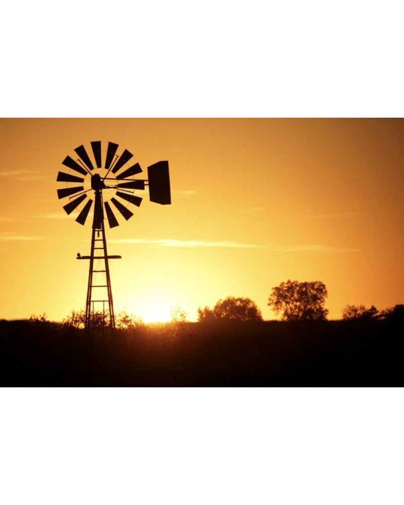 Windmill Sillhouette (16x24 Giclee Gallery Art Print, Vivid Textured Wall Decor) $19.59 Totes