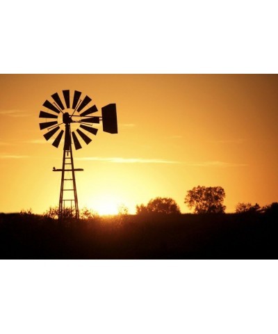 Windmill Sillhouette (16x24 Giclee Gallery Art Print, Vivid Textured Wall Decor) $19.59 Totes