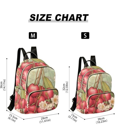 Women's Medium Fashion Backpack Cherries Red Print Ladies Travel Daypack Aesthetic Shoulder Bag 11.4×6.1×14.1 IN $16.92 Backp...