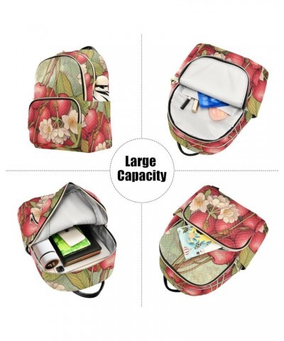 Women's Medium Fashion Backpack Cherries Red Print Ladies Travel Daypack Aesthetic Shoulder Bag 11.4×6.1×14.1 IN $16.92 Backp...