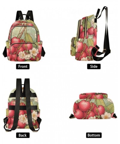 Women's Medium Fashion Backpack Cherries Red Print Ladies Travel Daypack Aesthetic Shoulder Bag 11.4×6.1×14.1 IN $16.92 Backp...