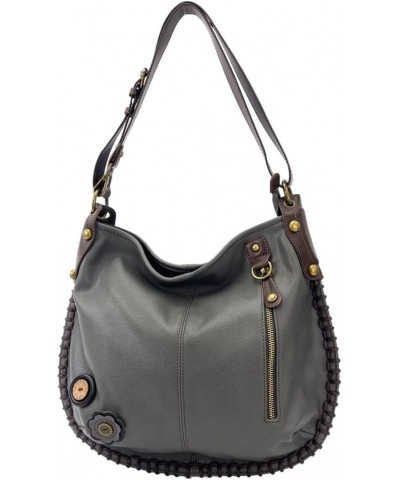 Handbag Charming Cross-body or Shoulder Convertible Large Hobo Bag - Grey Chihuahua $36.21 Hobo Bags