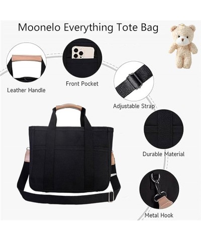 Moonelo Everything Tote Bag, Women Canvas Tote Bag Large Capacity Multi Pocket Shoulder Bag With Compartments 2pcs * White $2...