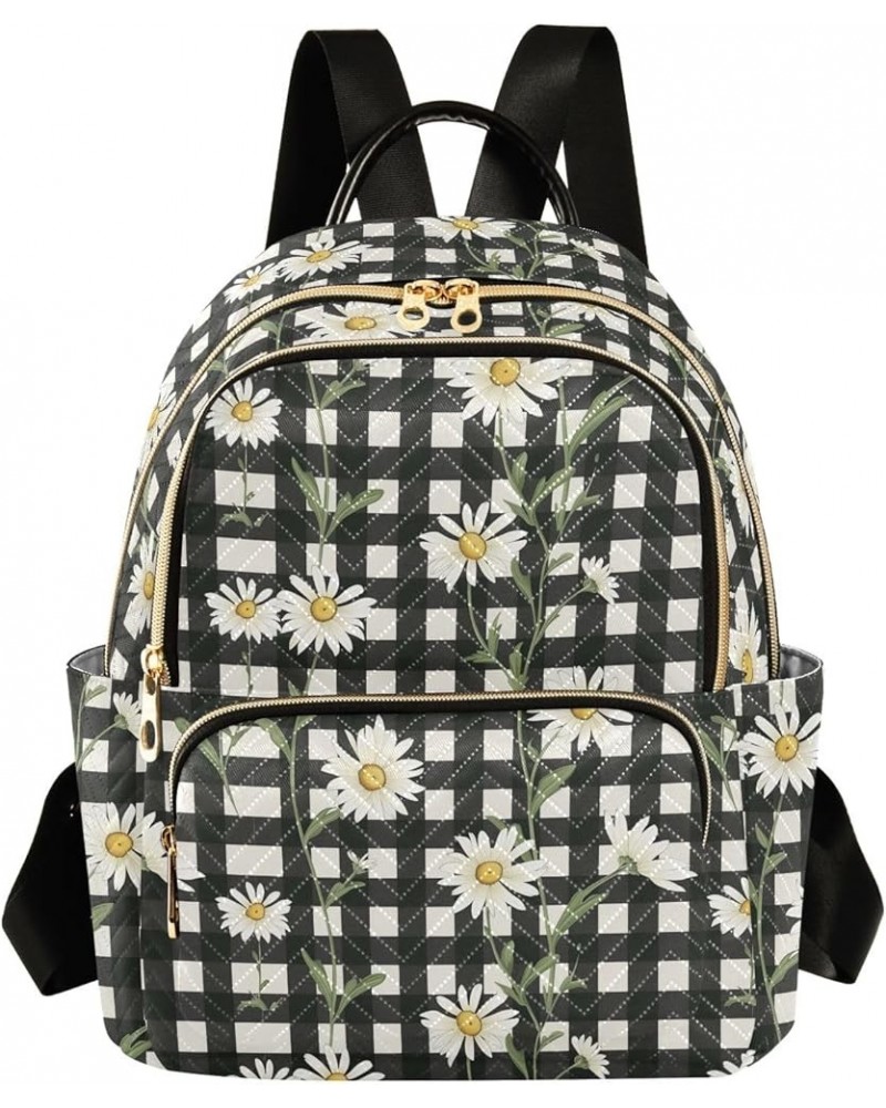 Daisy with Grid Fashion Backpack Purse for Women, Casual Daypacks, Ladies Gift for Traveling Hiking Multicolor Medium $14.88 ...