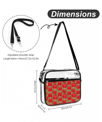 Flowers-black Clear Crossbody Shoulder Purse Bag for Men Women, Stadium Clear Messenger Bag Style-1 $12.99 Crossbody Bags