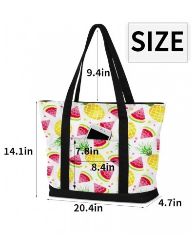 Tote Bag for Women Canvas Shoulder Bag Large Casual Handbag Lightweight Tote Bag with Zipper for Work Travel Shopping Waterme...