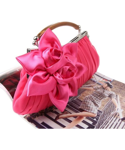 Women's Evening Bag Dumpling Flower Satin Formal Clutch Purse Wedding Party Top-handle Chain Crossbody Bag for Women Red $20....