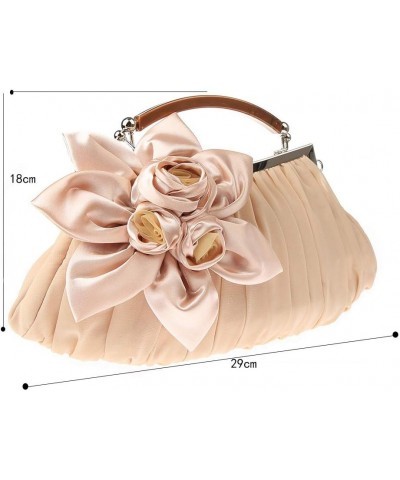 Women's Evening Bag Dumpling Flower Satin Formal Clutch Purse Wedding Party Top-handle Chain Crossbody Bag for Women Red $20....