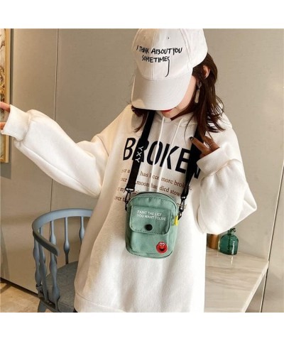 INS Style Cartoon Color Diagonal Canvas Bag Clutch Bag Fashion Carry-on Street Casual Bag Multi-color Optional Fruit Green $8...