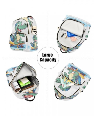 Small Backpack Purse for Women, Dinosaur Skateboard Travel Bag Casual Daypack Shoulder Bag Small $17.64 Backpacks