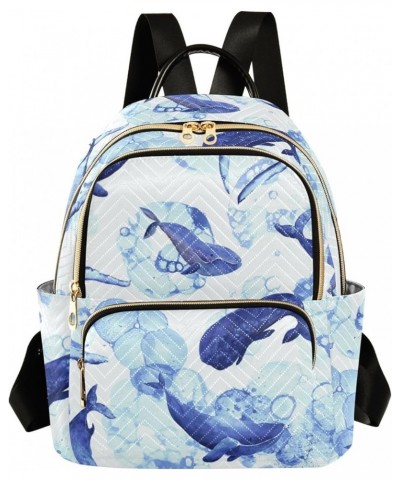 Travel Backpack Purse for Women Fashion Anti-theft Work Casual Blue Whales Watercolor Daypack Shoulder Bag Medium Size Medium...