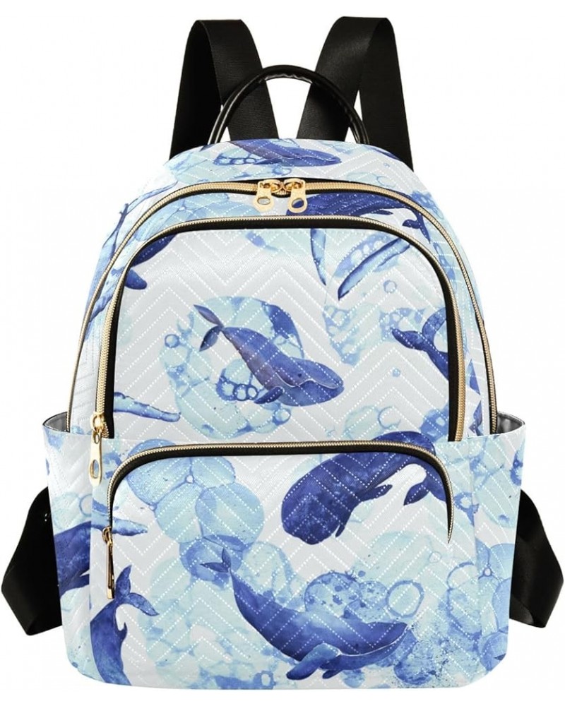 Travel Backpack Purse for Women Fashion Anti-theft Work Casual Blue Whales Watercolor Daypack Shoulder Bag Medium Size Medium...