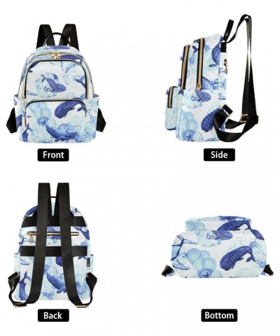 Travel Backpack Purse for Women Fashion Anti-theft Work Casual Blue Whales Watercolor Daypack Shoulder Bag Medium Size Medium...