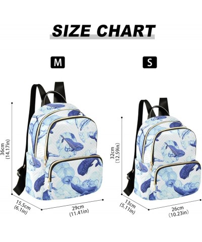 Travel Backpack Purse for Women Fashion Anti-theft Work Casual Blue Whales Watercolor Daypack Shoulder Bag Medium Size Medium...