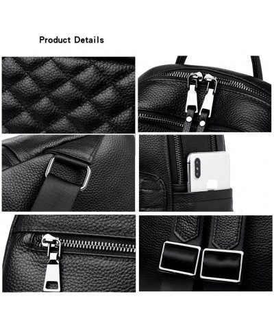 Casual Daypack Bookbags Women Genuine Leather Backpacks Purses Handbags Wallets Messenger Bags Shoulder Bags Black $68.05 Bac...