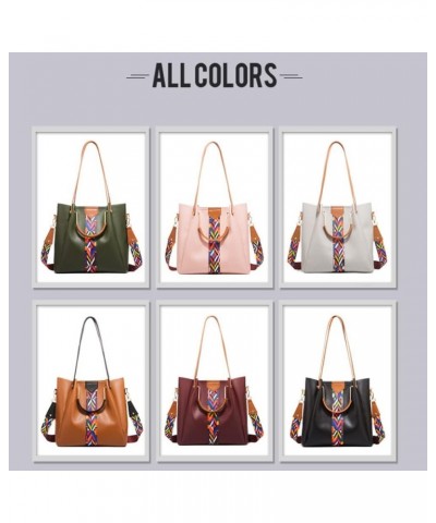 Women Handbags Sets Vegan Leather Purses Color Woven Tape Tote Bags Shoulder Crossbody Bag Top Handle Bag Wallet 4Pcs Wine Re...