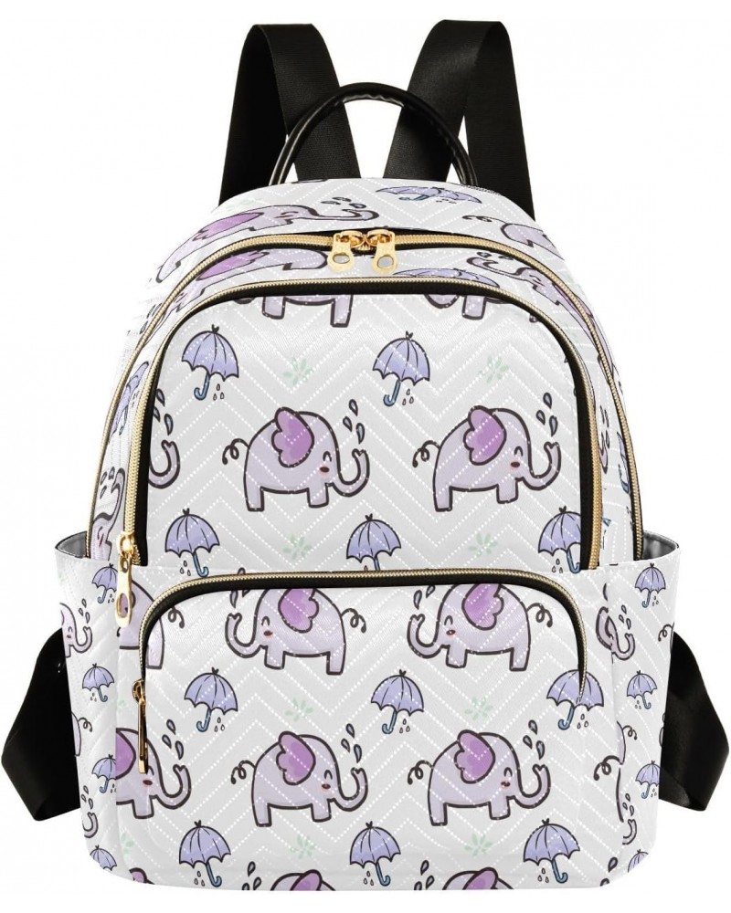 Purple Umbrella Elephant Backpack Purse for Women Travel Handbag Shoulder Bag $20.99 Backpacks