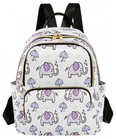 Purple Umbrella Elephant Backpack Purse for Women Travel Handbag Shoulder Bag $20.99 Backpacks