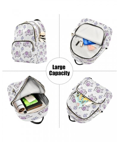 Purple Umbrella Elephant Backpack Purse for Women Travel Handbag Shoulder Bag $20.99 Backpacks