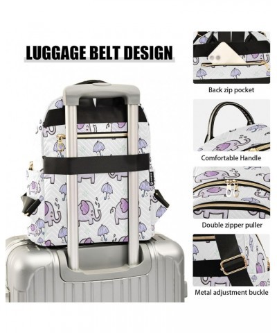 Purple Umbrella Elephant Backpack Purse for Women Travel Handbag Shoulder Bag $20.99 Backpacks