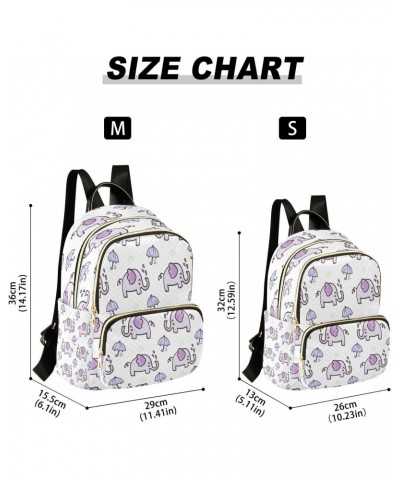 Purple Umbrella Elephant Backpack Purse for Women Travel Handbag Shoulder Bag $20.99 Backpacks