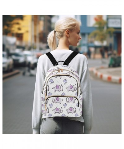 Purple Umbrella Elephant Backpack Purse for Women Travel Handbag Shoulder Bag $20.99 Backpacks