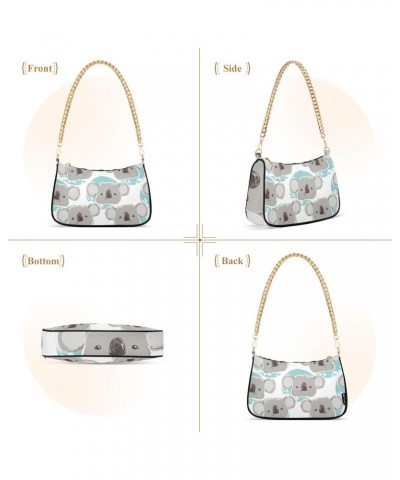 Shoulder Bag Grey Cartoon Koala Blue Leaves Women Clutch Handbag Shoulder Purch Date Chain Bag Tote Bag Spring Holiday Birthd...