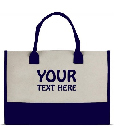 Premium Quality Personalized Gift Monogram Initial 100% Cotton Chic Tote Bag with Customize Option - Navy Customize $8.78 Totes