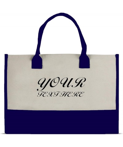 Premium Quality Personalized Gift Monogram Initial 100% Cotton Chic Tote Bag with Customize Option - Navy Customize $8.78 Totes