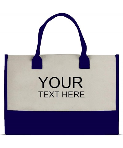 Premium Quality Personalized Gift Monogram Initial 100% Cotton Chic Tote Bag with Customize Option - Navy Customize $8.78 Totes