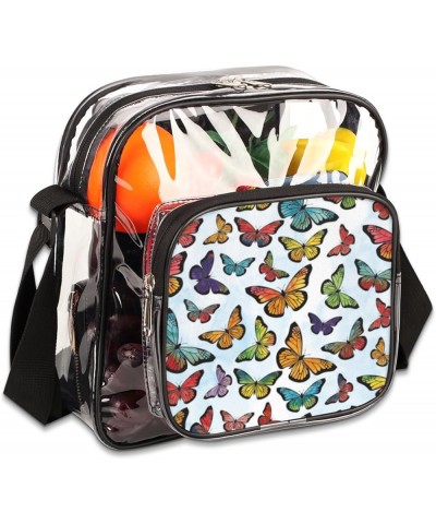 Pink Animals Stadium-Approved Clear Crossbody Bag with Colorful Print Design Butterfly Combo $11.06 Crossbody Bags