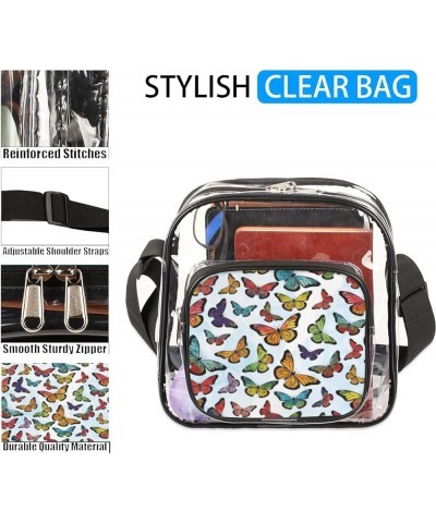 Pink Animals Stadium-Approved Clear Crossbody Bag with Colorful Print Design Butterfly Combo $11.06 Crossbody Bags