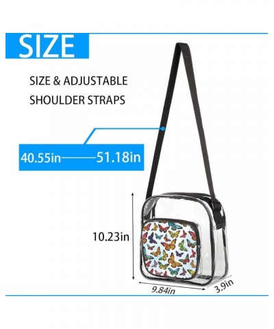 Pink Animals Stadium-Approved Clear Crossbody Bag with Colorful Print Design Butterfly Combo $11.06 Crossbody Bags