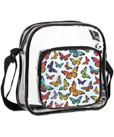 Pink Animals Stadium-Approved Clear Crossbody Bag with Colorful Print Design Butterfly Combo $11.06 Crossbody Bags