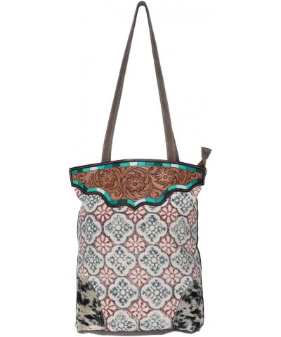 KB618 TOTE Hand Tooled Upcycled Wool Upcycled Canvas Hair-on Genuine Leather women bag western handbag purse $31.49 Totes